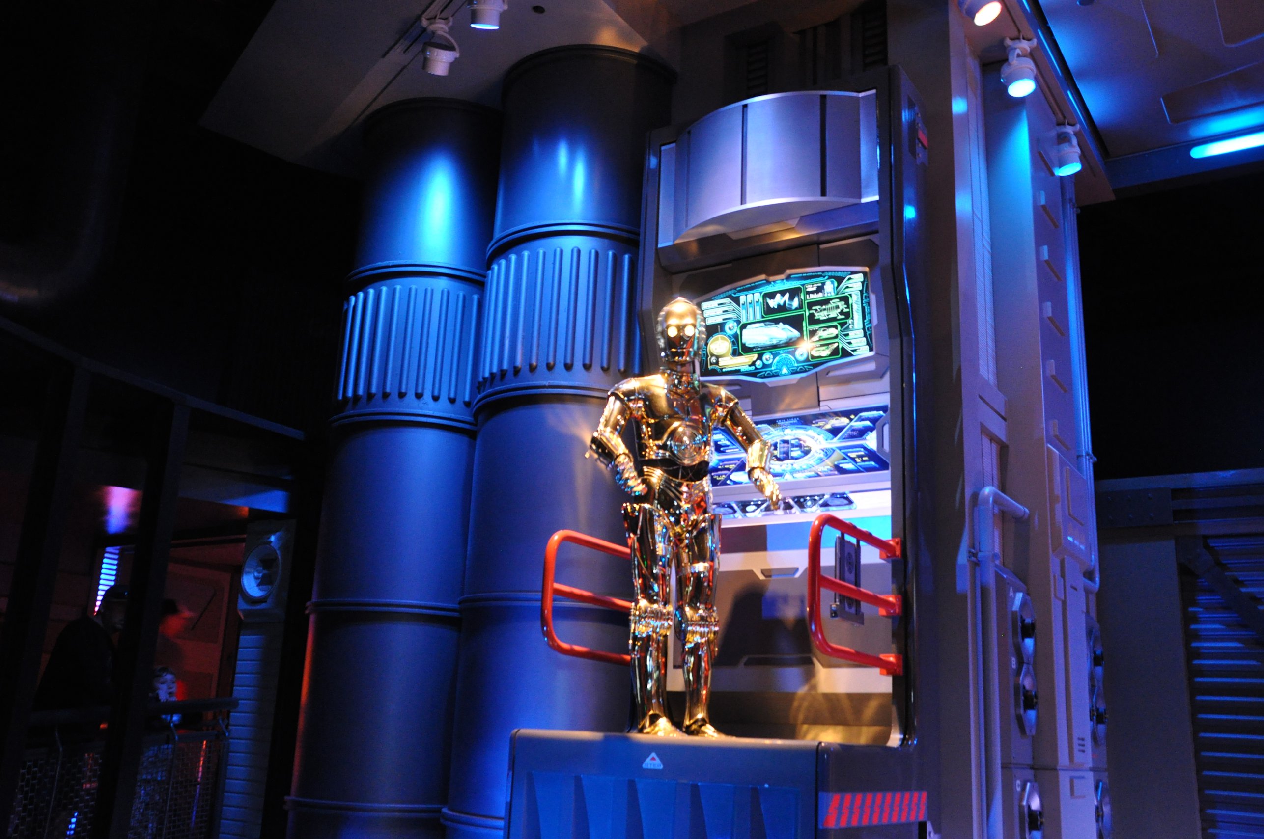 C3PO was on duty at Star Tours and kept us entertained while waiting in line.